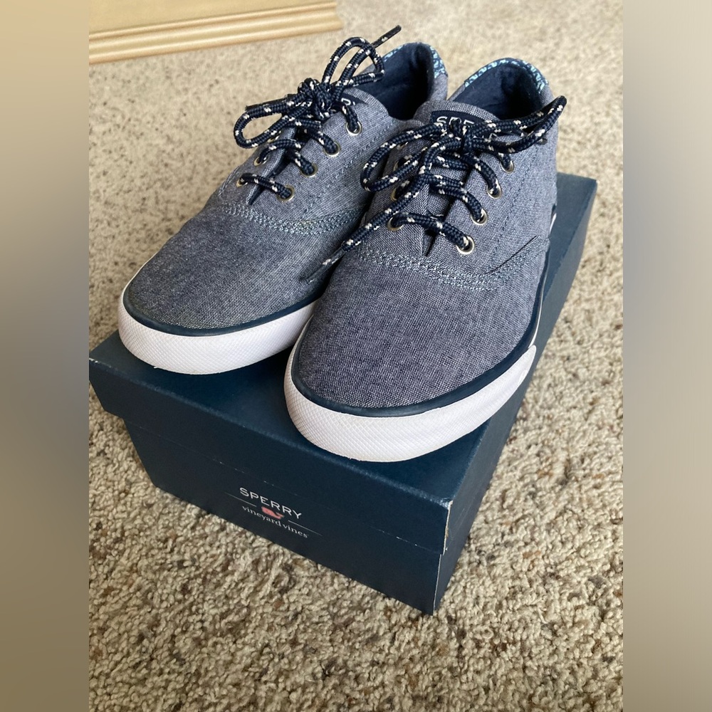 Boys Sperry Top Sider Chambray Sneakers Size 3
